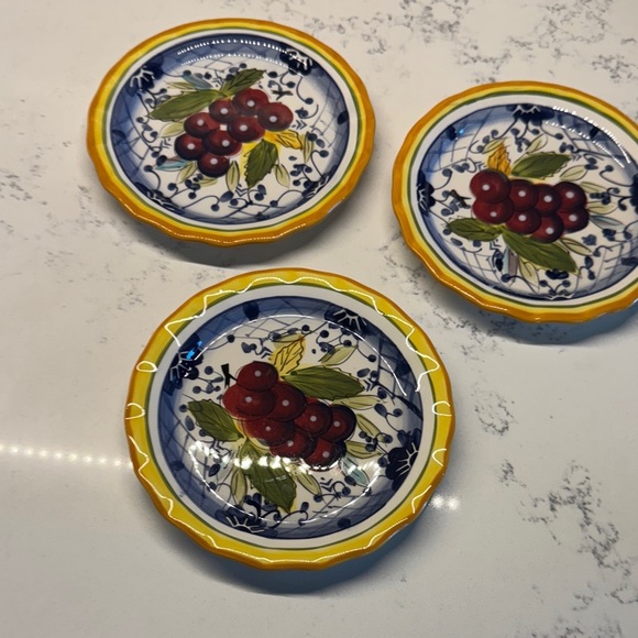 Vibrant Yellow and Blue Ceramic Plates - Picture 3 of 6